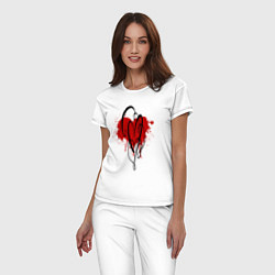 Пижама хлопковая женская Сердце красный сплэш, цвет: белый — фото 2