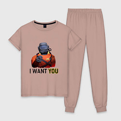 Пижама хлопковая женская Lethal Company: I want you, цвет: пыльно-розовый