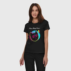 Пижама хлопковая женская Three Days Grace rock star cat, цвет: черный — фото 2