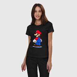 Пижама хлопковая женская Марио с принцессой, цвет: черный — фото 2