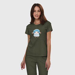 Пижама хлопковая женская Маленькая овечка, цвет: меланж-хаки — фото 2