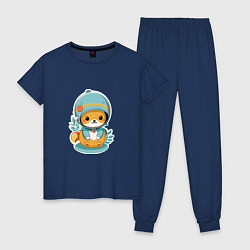 Пижама хлопковая женская Бельчонок, цвет: тёмно-синий