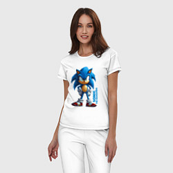 Пижама хлопковая женская Sonic - poster style, цвет: белый — фото 2