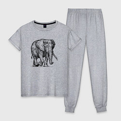 Пижама хлопковая женская Слон идет, цвет: меланж