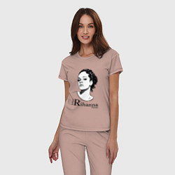 Пижама хлопковая женская Рианна, цвет: пыльно-розовый — фото 2