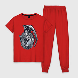 Пижама хлопковая женская Gangster grenade, цвет: красный