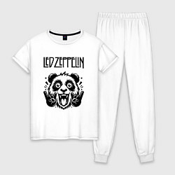 Пижама хлопковая женская Led Zeppelin - rock panda, цвет: белый