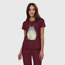 Пижама хлопковая женская Neighbor Totoro, цвет: меланж-бордовый — фото 2