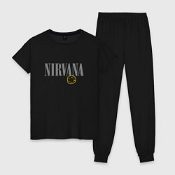 Пижама хлопковая женская Nirvana logo smile, цвет: черный