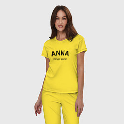 Пижама хлопковая женская Anna never alone - motto, цвет: желтый — фото 2