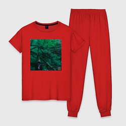 Пижама хлопковая женская Phosphor, цвет: красный
