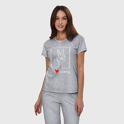 Пижама хлопковая женская I love bunny, цвет: меланж — фото 2