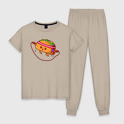 Пижама хлопковая женская Тако спорт, цвет: миндальный