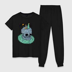 Пижама хлопковая женская Мёртвая рыбалка, цвет: черный