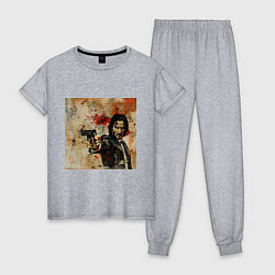 Пижама хлопковая женская Джон Уик стреляет гранж, цвет: меланж