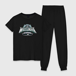 Пижама хлопковая женская Wwe WrestleMania Xl, цвет: черный
