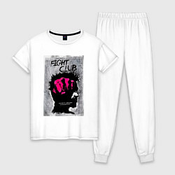 Пижама хлопковая женская Fihgt club poster, цвет: белый