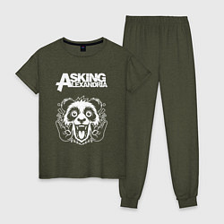 Пижама хлопковая женская Asking Alexandria rock panda, цвет: меланж-хаки