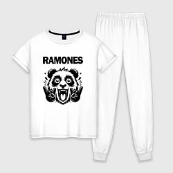 Пижама хлопковая женская Ramones - rock panda, цвет: белый