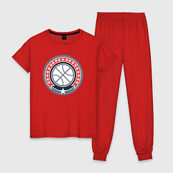 Пижама хлопковая женская Stars basketball, цвет: красный