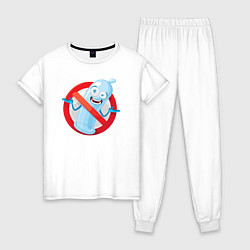 Пижама хлопковая женская Презерватив под запретным знаком, цвет: белый