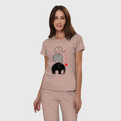 Пижама хлопковая женская Милые слоники, цвет: пыльно-розовый — фото 2