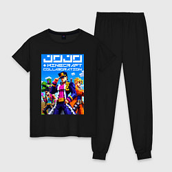Пижама хлопковая женская Jojo and Minecraft - collaboration ai art, цвет: черный