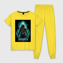 Пижама хлопковая женская Assassins creed изумрудный туман, цвет: желтый