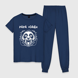 Пижама хлопковая женская Papa Roach rock panda, цвет: тёмно-синий