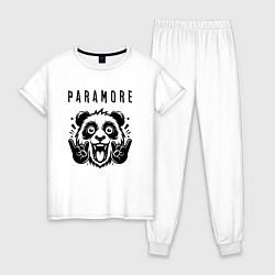 Пижама хлопковая женская Paramore - rock panda, цвет: белый