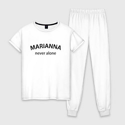 Пижама хлопковая женская Marianna never alone - motto, цвет: белый