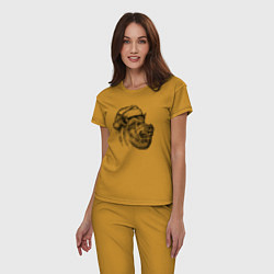 Пижама хлопковая женская Кабан новогодний, цвет: горчичный — фото 2