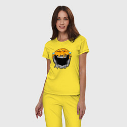 Пижама хлопковая женская Смеющийся смайл, цвет: желтый — фото 2