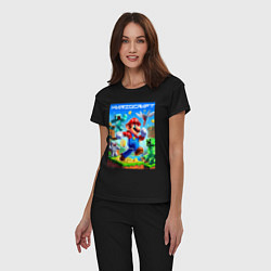 Пижама хлопковая женская Mario in Minecraft - ai art collaboration, цвет: черный — фото 2