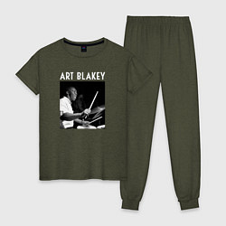 Пижама хлопковая женская Jazz legend Art Blakey, цвет: меланж-хаки
