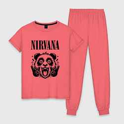 Пижама хлопковая женская Nirvana - rock panda, цвет: коралловый