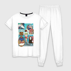 Пижама хлопковая женская Экспозиция - Унесенные призраками, цвет: белый