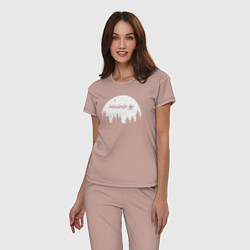 Пижама хлопковая женская Santa night, цвет: пыльно-розовый — фото 2