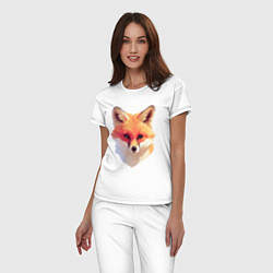 Пижама хлопковая женская Foxs head, цвет: белый — фото 2