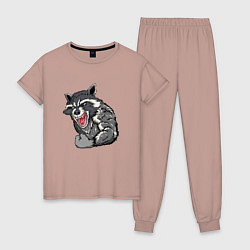 Пижама хлопковая женская Raccoon, цвет: пыльно-розовый