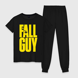 Пижама хлопковая женская The fall guy logo, цвет: черный