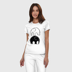 Пижама хлопковая женская Cute elephants, цвет: белый — фото 2