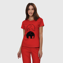 Пижама хлопковая женская Cute elephants, цвет: красный — фото 2