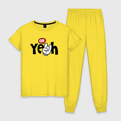 Пижама хлопковая женская Oh yeah, цвет: желтый