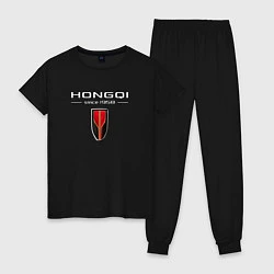 Пижама хлопковая женская Hongqi - logo, цвет: черный