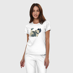 Пижама хлопковая женская Милые друзья, цвет: белый — фото 2