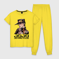 Пижама хлопковая женская Jotaro Kujo - Jojo ai art, цвет: желтый