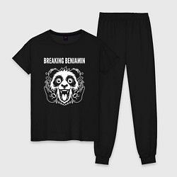 Пижама хлопковая женская Breaking Benjamin rock panda, цвет: черный