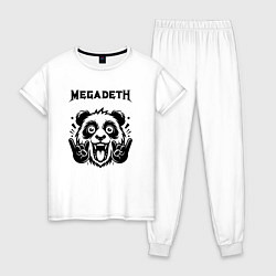 Пижама хлопковая женская Megadeth - rock panda, цвет: белый