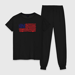 Пижама хлопковая женская USA patriot, цвет: черный